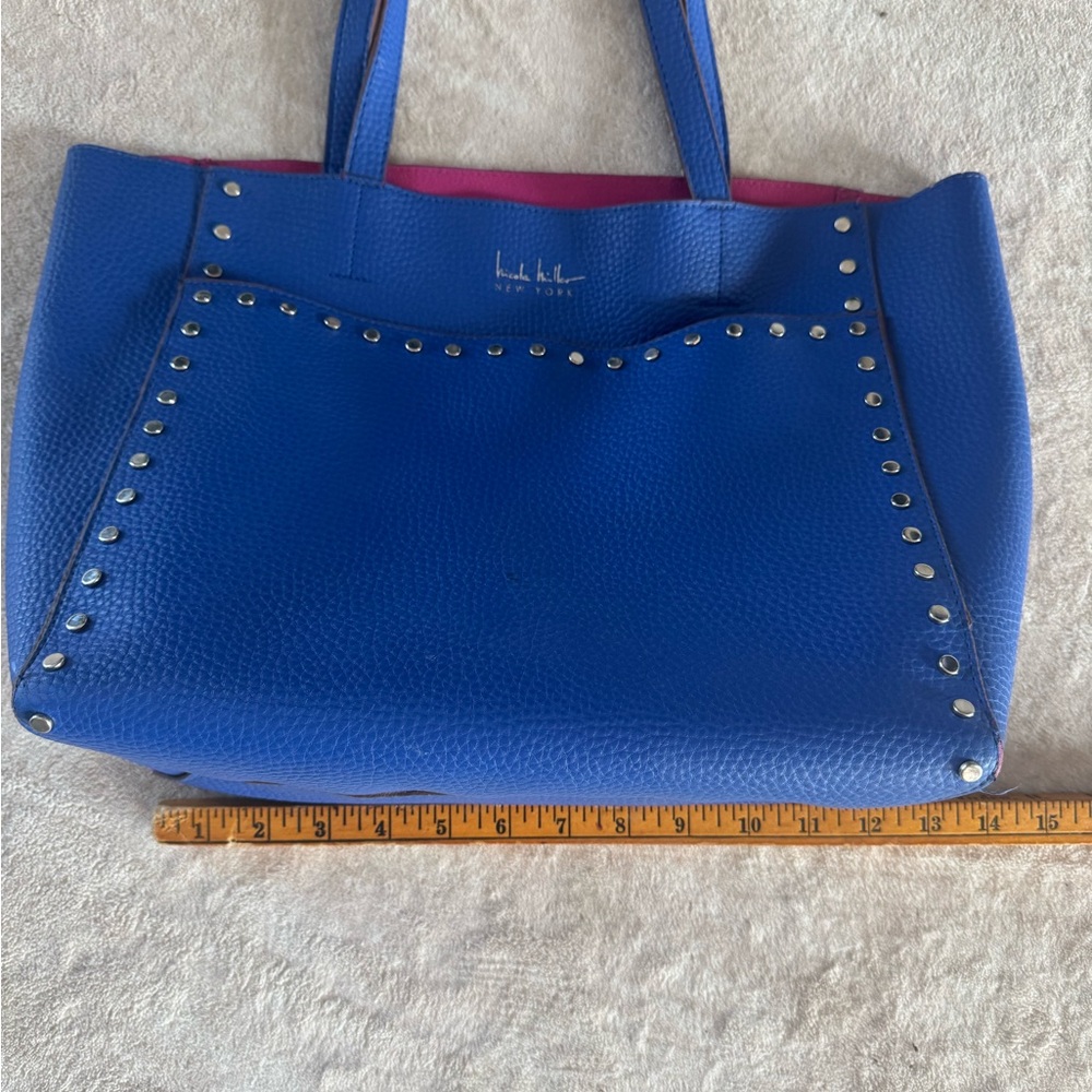 Nicole Miller Royal Blue Studded Shoulder Bag